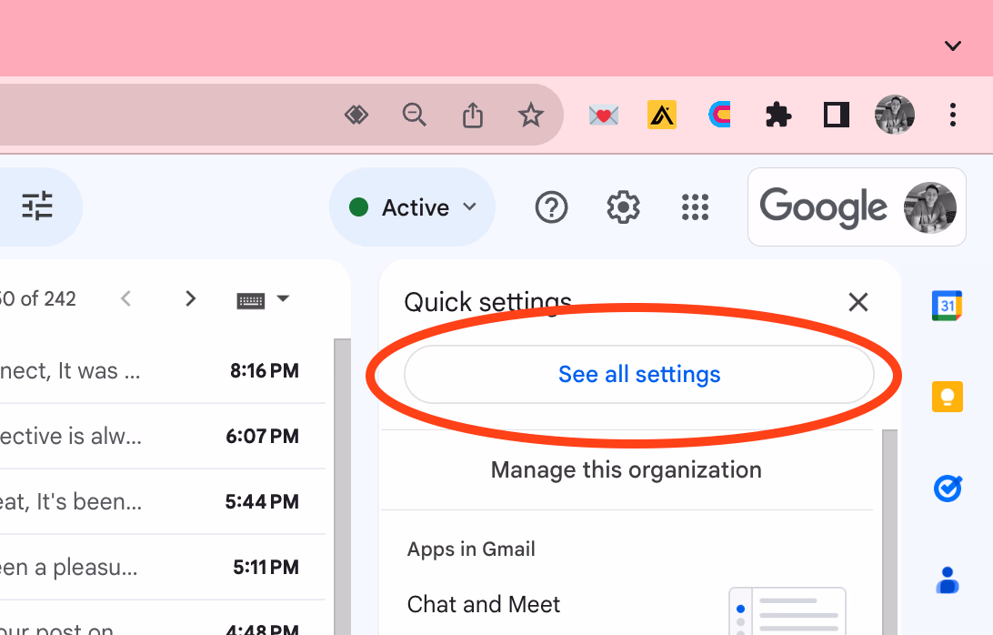 See all setting Gmail
