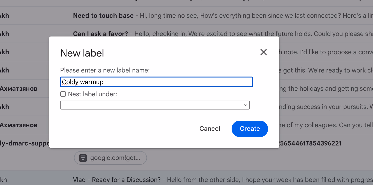 Name label Gmail